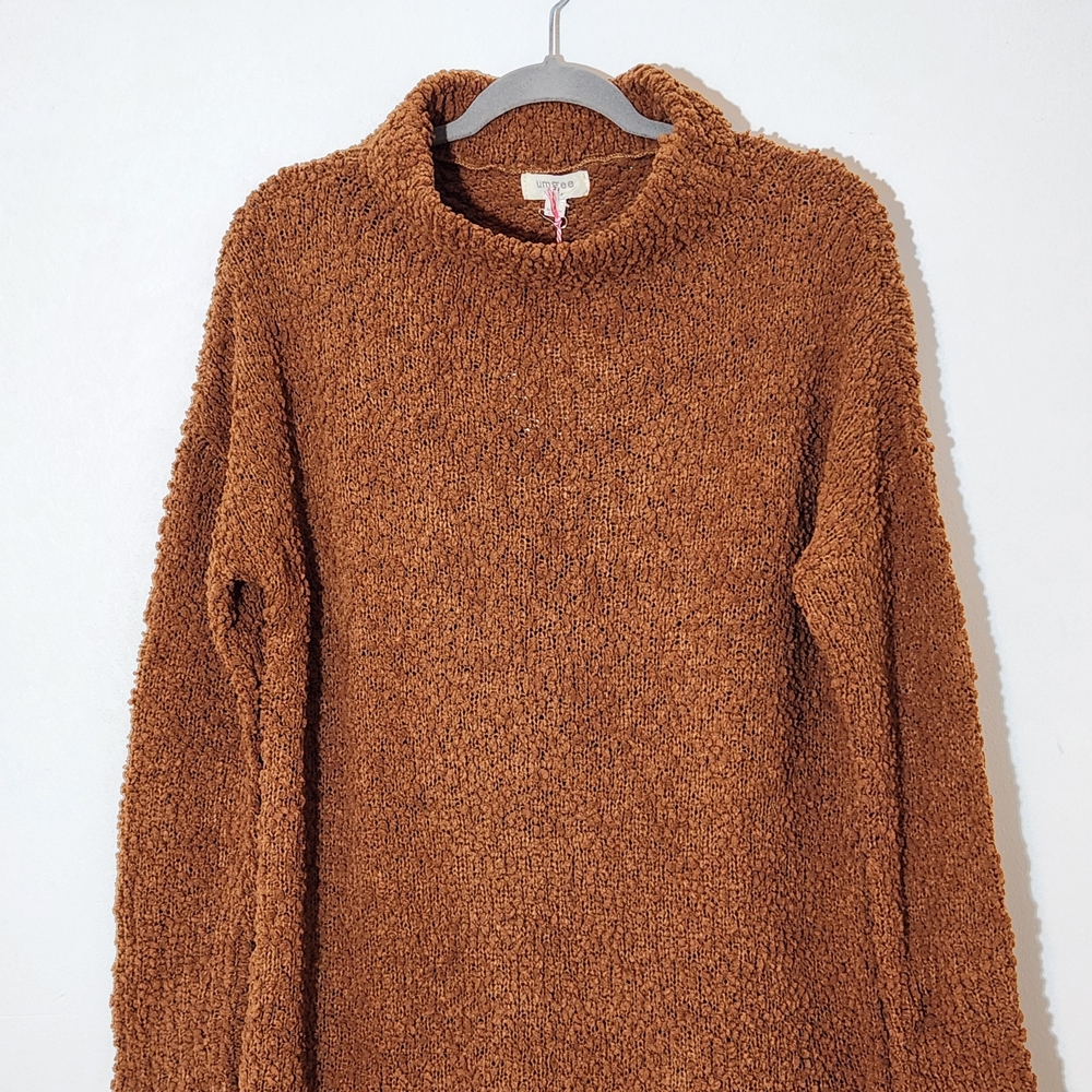 Umgee Long Sleeve Mini Brown Sweater Dress Size Small NWT - Picture 3 of 8